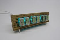 Wi-Fi Thyratron desk clock with ITS1-A tubes in wooden case