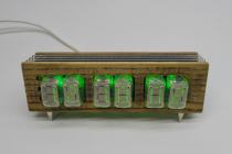 Wi-Fi Thyratron desk clock with ITS1-A tubes in wooden case