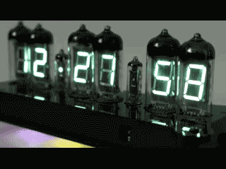 Yulia IV-11 VFD desk clock. Effects of switching digits.
