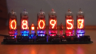 Alena nixie IN-14 clock. Effects of switching digits.