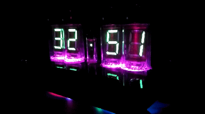 Elena IV-11 VFD desk clock. Effects of switching digits.