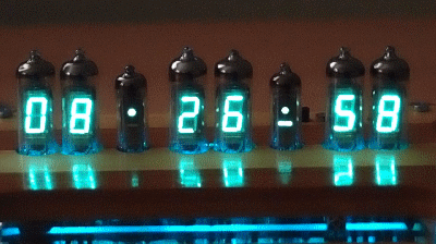 Tanya IV-6 VFD desk clock. Effects of switching digits.