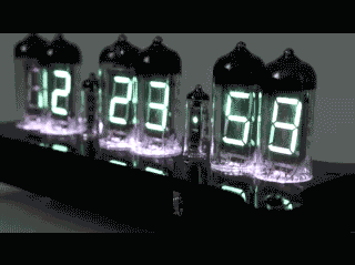 Yulia IV-12 VFD desk clock. Animations of switching digits.