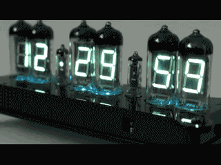 Yulia IV-12 VFD desk clock. Animations of switching digits.