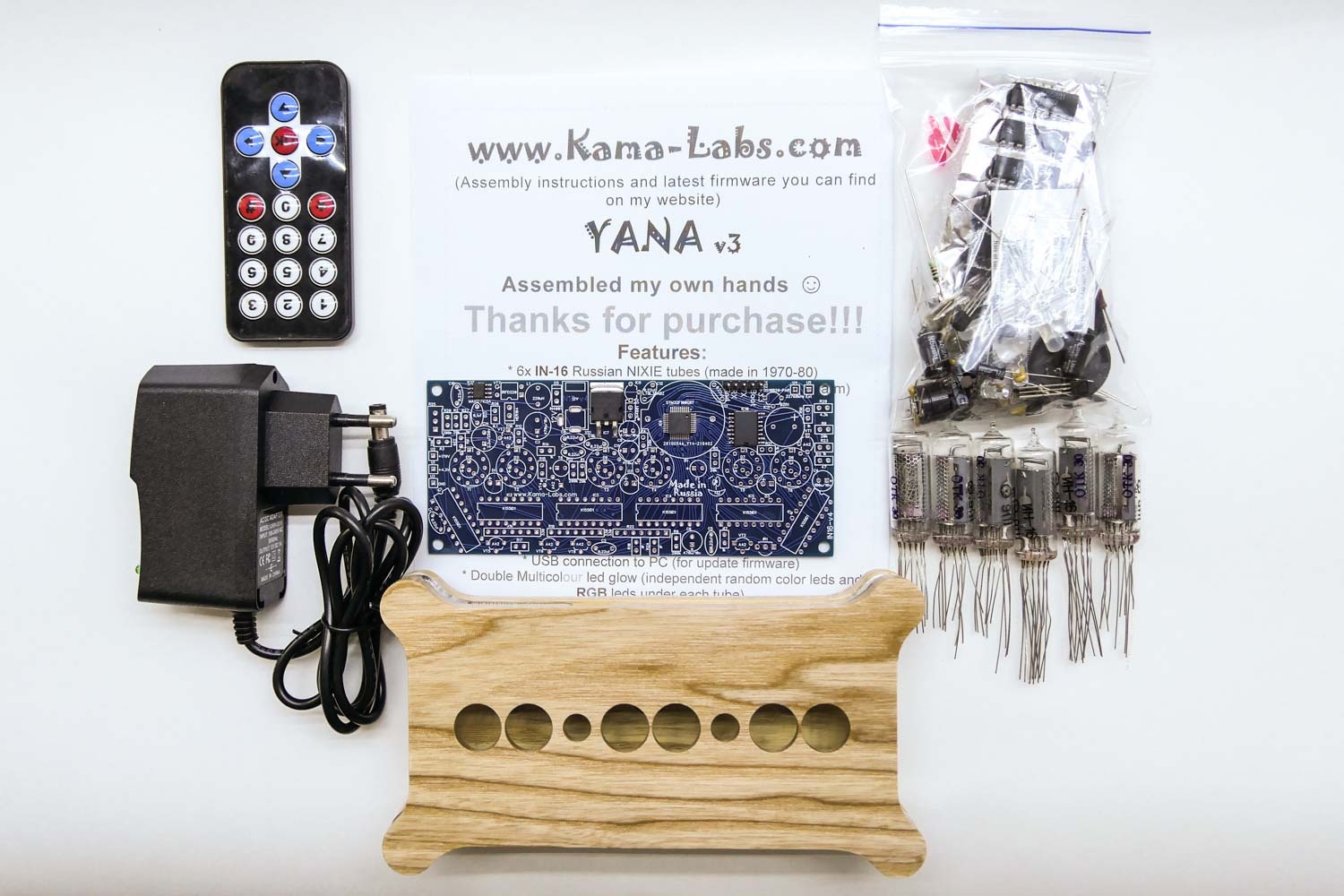 Package DIY KIT Yana IN-16 Nixie desk clock